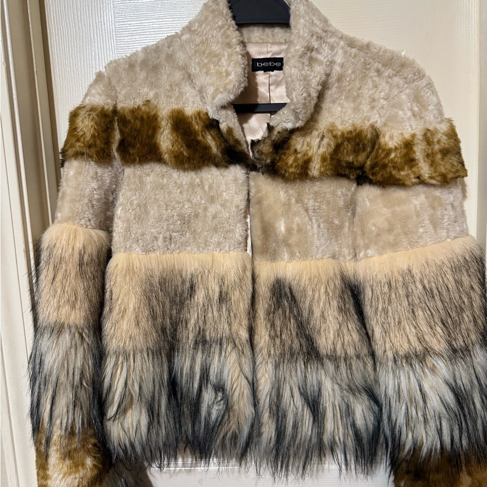 Bebe Women's Teddy Jacket - Cream, Brown, Black